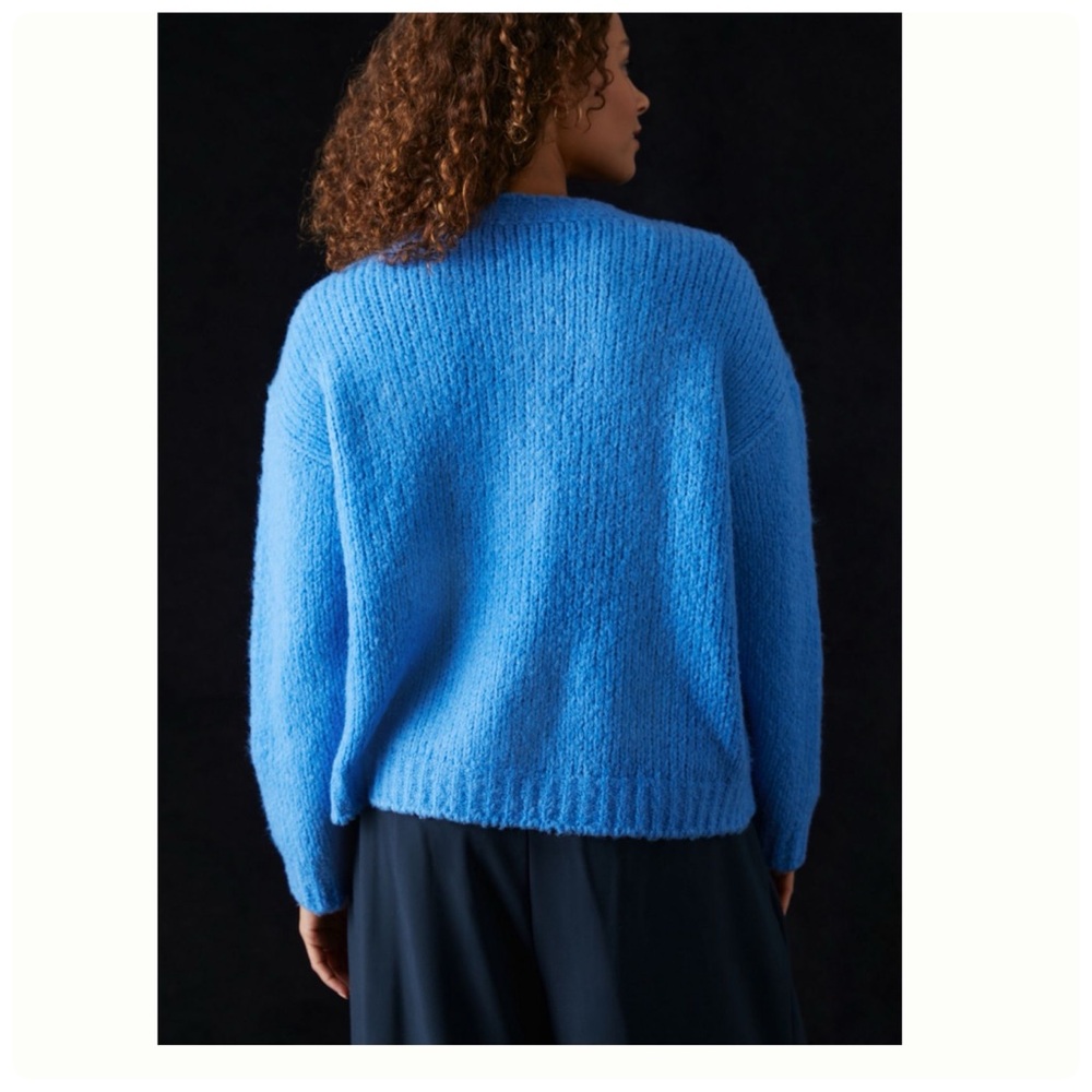 NWT Anthropologie Maeve Bunny Slope Cardigan front buttons Sweater in Blue, L - Picture 7 of 13
